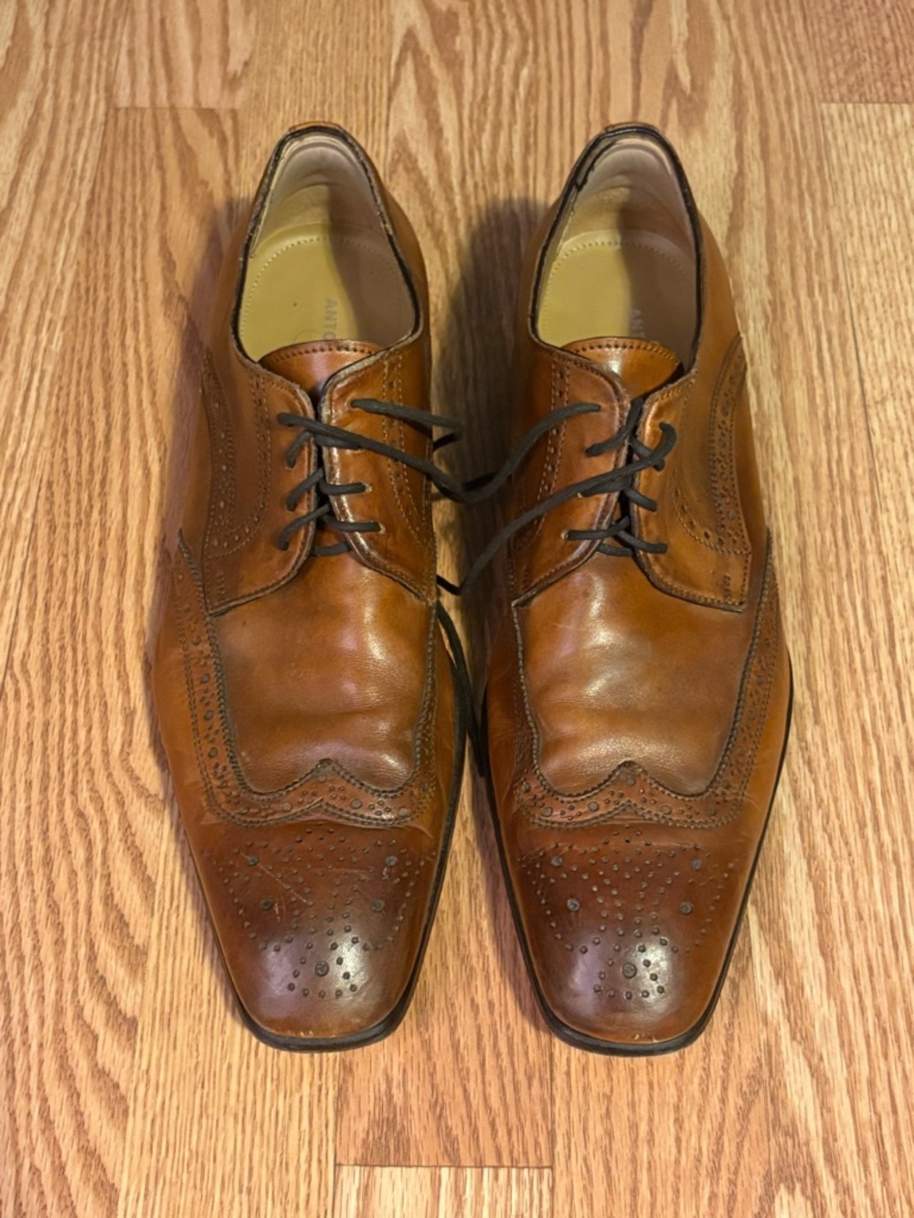 Antonio Maurizi Men's Brown Italian Leather Wingtip Oxford Shoes — 11 - Picture 3 of 7